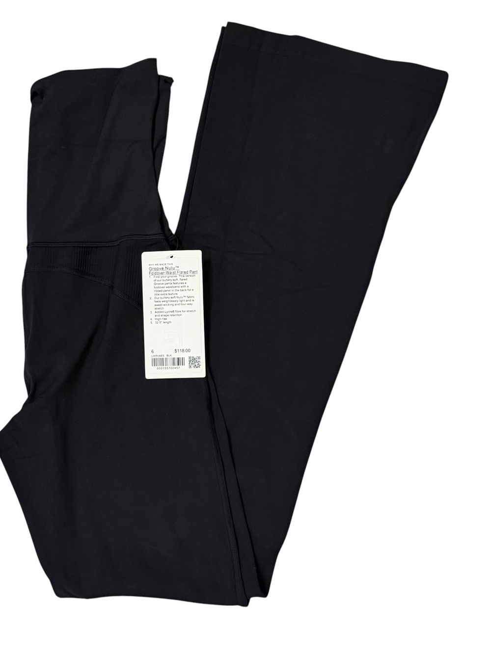 Lululemon NWT size 6 BLK NULU foldover-waist flared pants - Picture 2 of 3